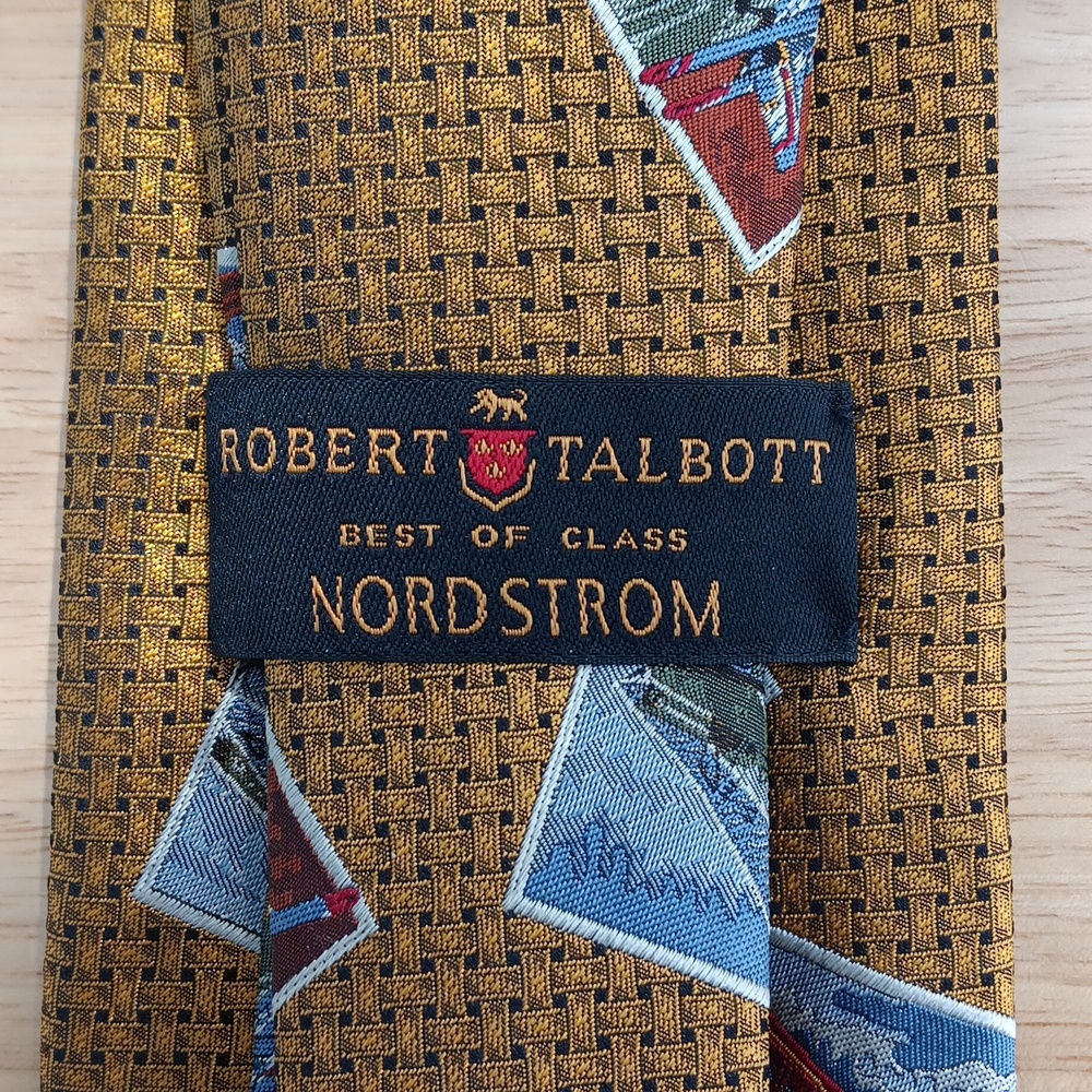 Robert Talbott Yellow And Blue Airplane Patterned… - image 3